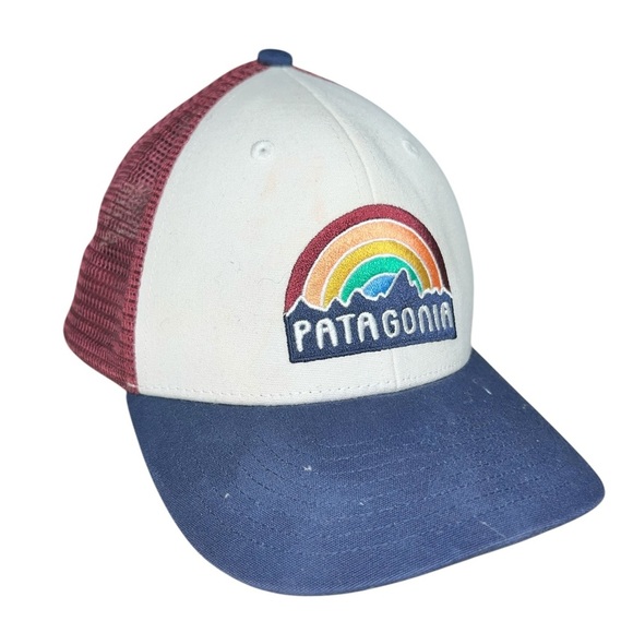 Patagonia Hat Snapback Trucker Cap Mesh Back Rainbow Maroon Blue - Picture 7 of 9